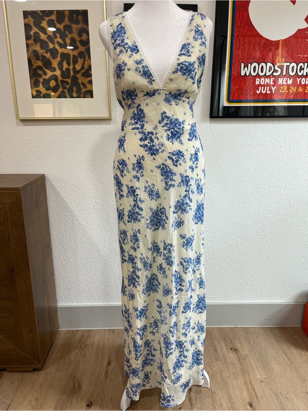 Billy J Blue and White Floral Maxi Dress